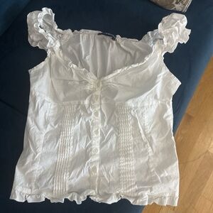 Brandy Melville White Ruffled Blouse